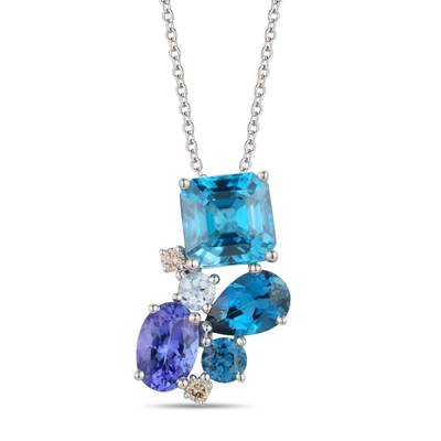 Le Vian 14K Vanilla Gold Blueberry Zircon, Deep Sea Blue Topaz, Blueberry Tanzanite, Ocean Blue Topaz & Nude Diamond Pendant 2.29 ct.