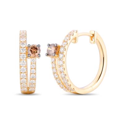LeVian 14K honey gold earrings chocolate diamond vanilla diamond TTUO 4