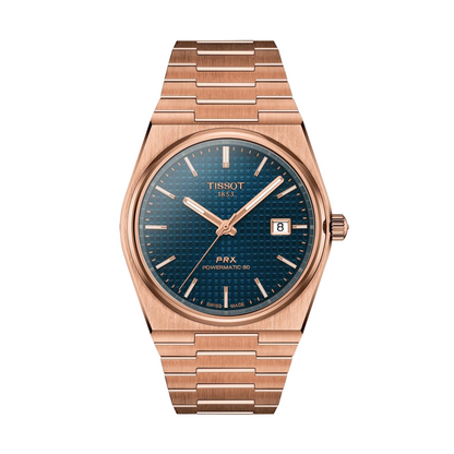 Tissot 80 PRX Rose Gold PVD Sapphire Crystal Blue Dial Automatic Watch 40mm