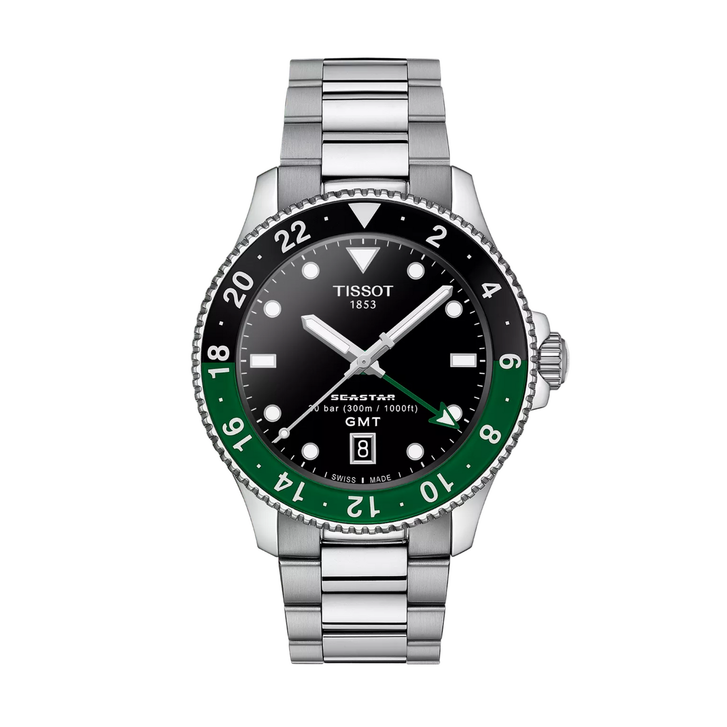 Tissot Seastar 1000 Stainless Steel Black GMT Watch 40 mm