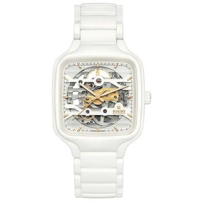 Rado True Square Automatic Skeleton 38 mm White Skeleton High-Tech Ceramic Automatic Watch – Art-of-Skeletonisation Style
