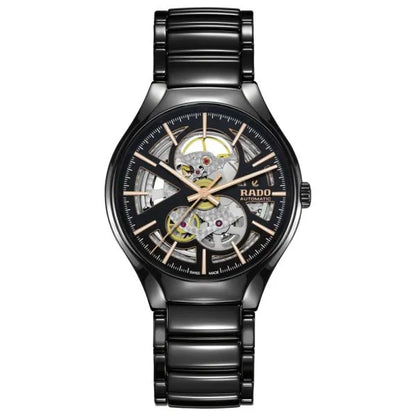 Rado True Round Automatic Open Heart 40 mm Black Skeleton High-Tech Ceramic Automatic Watch – Open-Heart Skeleton Style