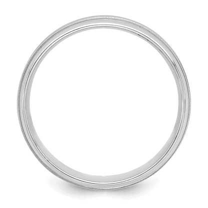 14k White Gold 6mm Heavyweight Comfort Fit Brushed Satin/Polished Milgrain Grooved Edge Wedding Band Size 13.5