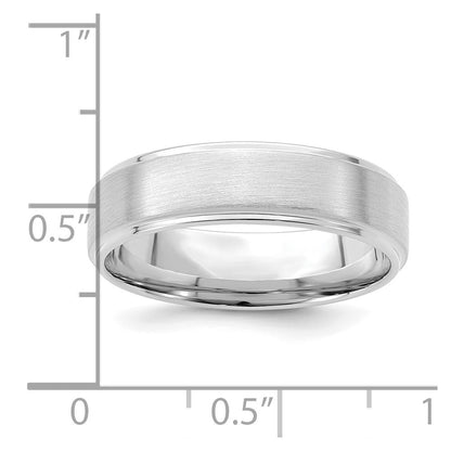 14k White Gold 6mm Comfort Fit Brushed Satin Wedding Band - Image 3
