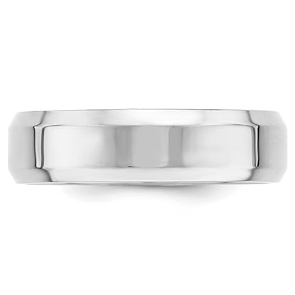 14k White Gold 6mm Beveled Edge Comfort Fit Wedding Band Size 13.5
