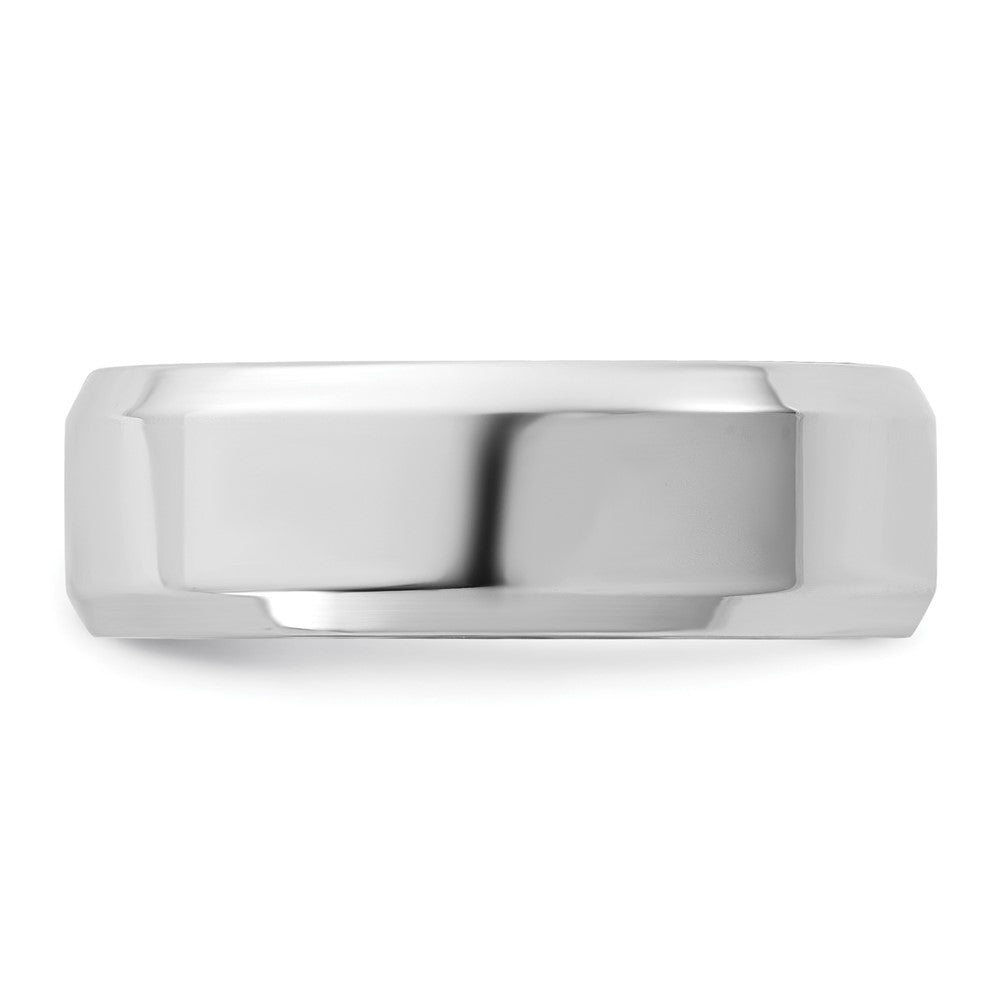 14k White Gold 6.5mm Bevel Edge Comfort Fit Band - Image 3