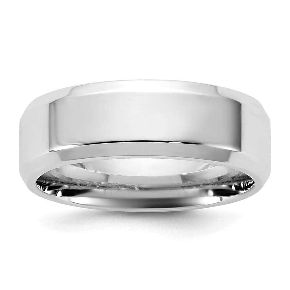 14k White Gold 6.5mm Bevel Edge Comfort Fit Band - Image 1