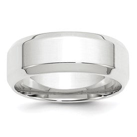 14k White Gold 8mm Beveled Edge Comfort Fit Wedding Band Size 8