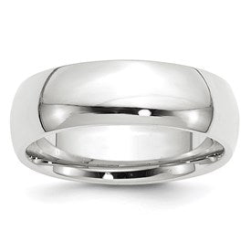 14k White Gold 7mm Standard Weight Comfort Fit Wedding Band Size 13.5
