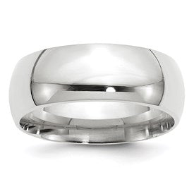 14k White Gold 8mm Standard Weight Comfort Fit Wedding Band Size 9