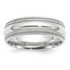 14k White Gold 7mm Double Milgrain Comfort Fit Wedding Band Size 13