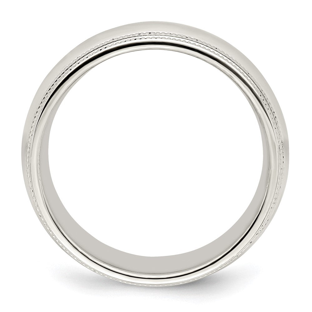 14k White Gold Double Milgrain Wedding Band, Size 12.5 - Image 1