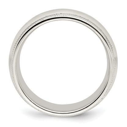 14k White Gold Double Milgrain Wedding Band, Size 12.5 - Image 1