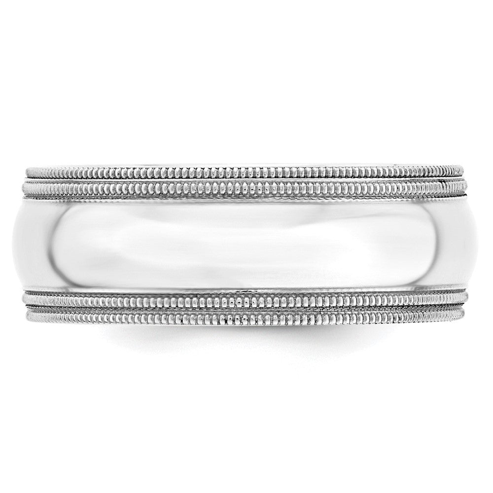 14k White Gold Double Milgrain Wedding Band, Size 12.5 - Image 2