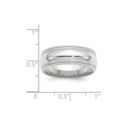 14k White Gold 8mm Double Milgrain Comfort Fit Wedding Band Size 6.5 - View 4