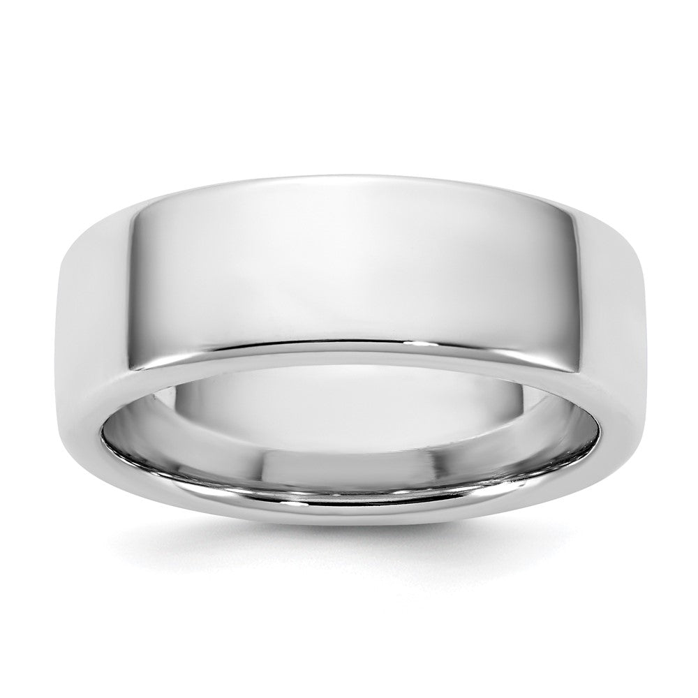 14K White Gold 7mm European Comfort Fit Band, Size 8 - Image 1