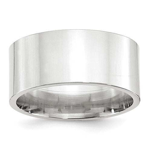 14k White Gold 10mm Standard Weight Flat Comfort Fit Wedding Band Size 8.5