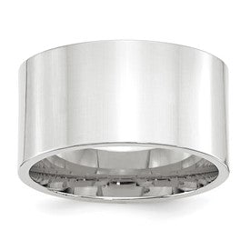 14k White Gold 12mm Standard Weight Flat Comfort Fit Wedding Band Size 5.5