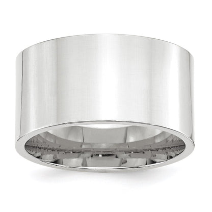 14k White Gold 12mm Standard Weight Flat Comfort Fit Wedding Band Size 14