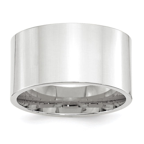 14k White Gold 12mm Standard Weight Flat Comfort Fit Wedding Band Size 11.5