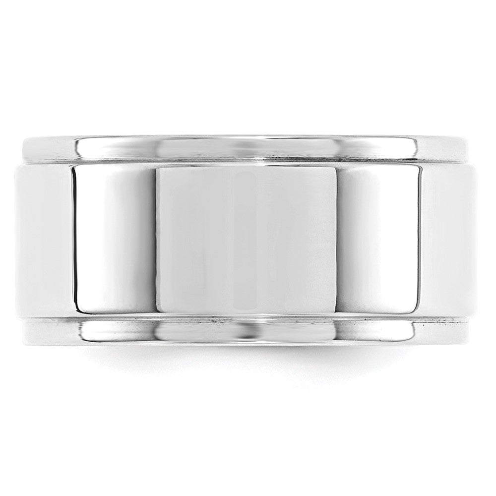 14k White Gold 10mm Flat Step Edge Wedding Band, Size 13.5 - Image 1