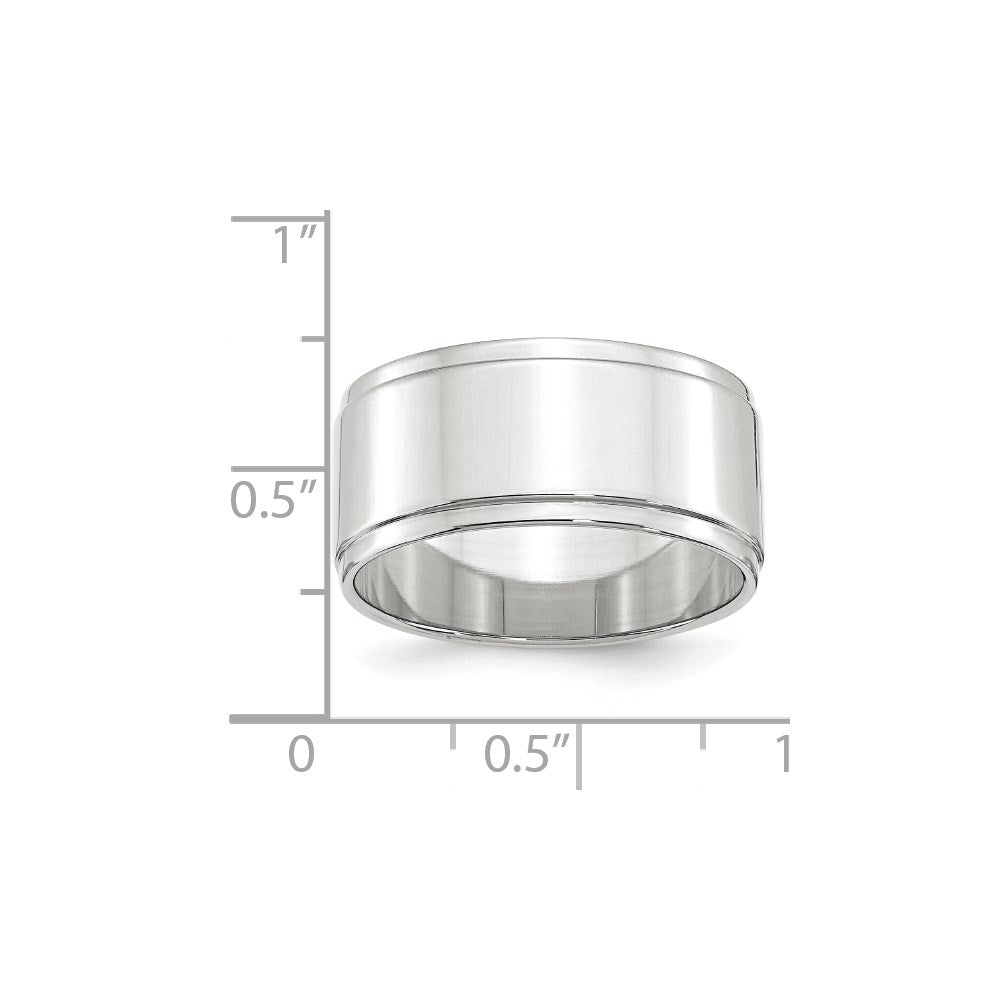 14k White Gold 10mm Flat with Step Edge Wedding Band Size 14 - View 3
