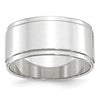 14k White Gold 10mm Flat with Step Edge Wedding Band Size 12