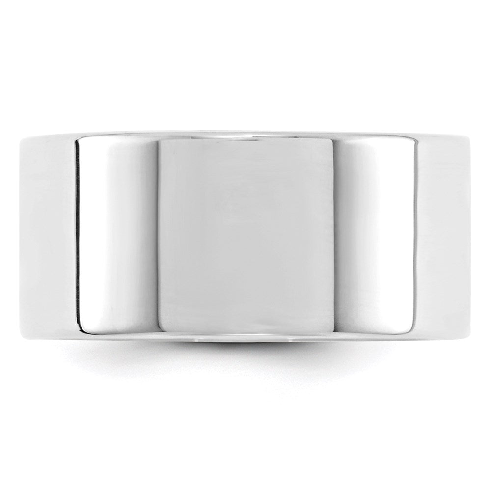 14k White Gold Flat Wedding Band, 10mm, Size 11 - Image 1
