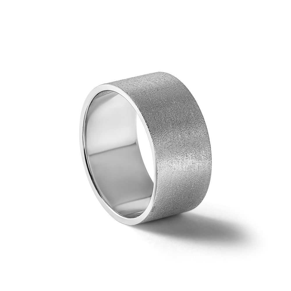 14k White Gold 10mm Flat Wedding Band, Size 10.5 - Image 5