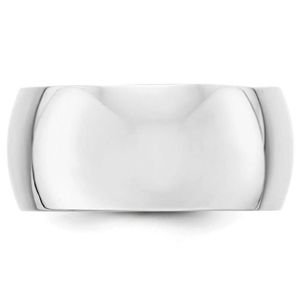 14k White Gold Half-Round Wedding Band, Size 9.5 - Image 1