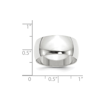 14k White Gold Half-Round Wedding Band, Size 9.5 - Image 2