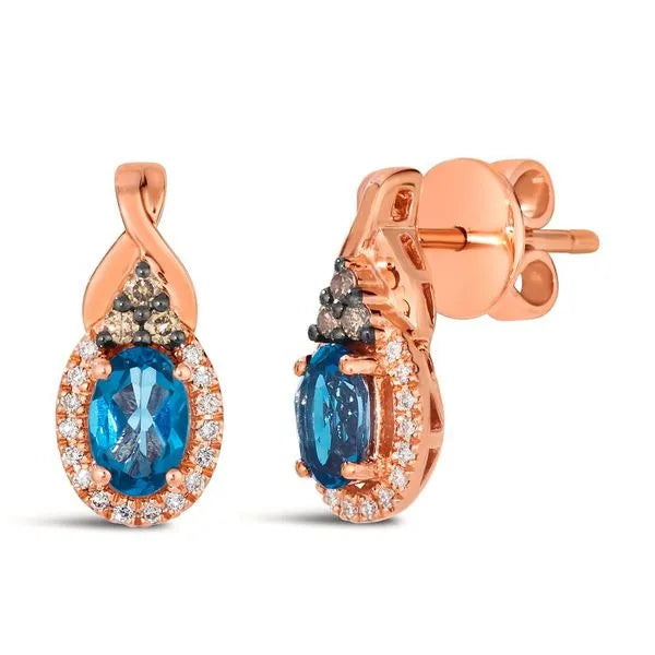 Le Vian Earrings featuring Blue Topaz, Chocolate Diamonds. These earrings offer total weight 0.10 ctw.