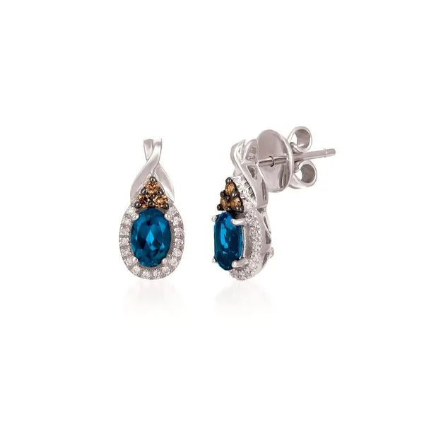 Le Vian Earrings featuring Blue Topaz, Chocolate Diamonds. These earrings offer total weight 0.10 ctw.