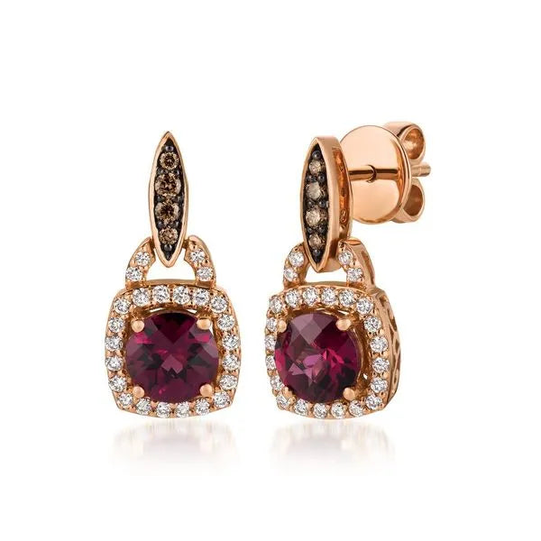 Le Vian Earrings with Radiant Chocolate Diamonds, Garnet. These earrings offer total weight 1.62 ctw.