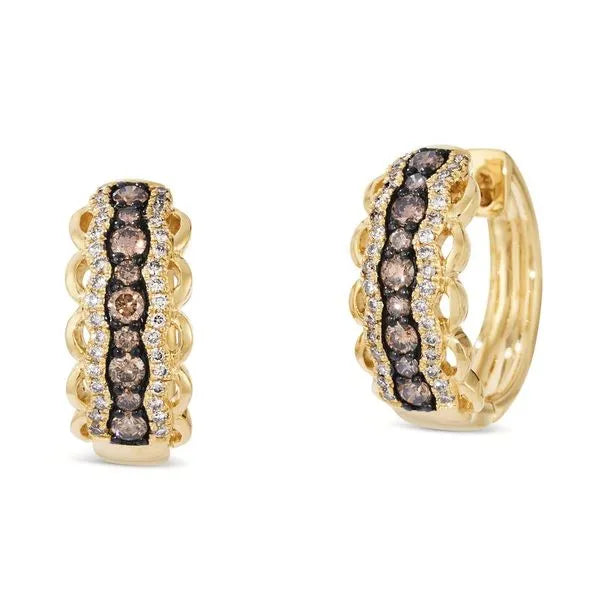 Le Vian Earrings in 14K Honey Gold featuring Chocolate Diamonds, Nude Diamonds. These earrings offer total weight 0.38 ctw.