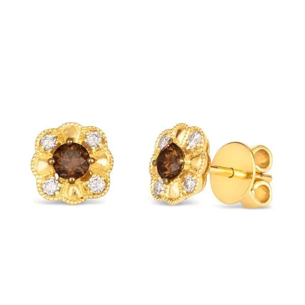 Le Vian Earrings in 14K Honey Gold featuring Chocolate Diamonds, Nude Diamonds. These earrings offer total weight 0.50 ctw.