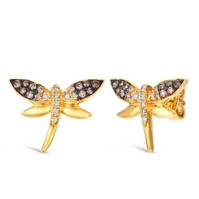 LeVian 14K honey gold earrings chocolate ombre diamond nude diamond WJUM 21