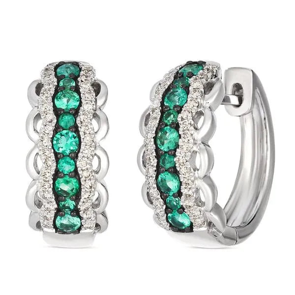 Le Vian Earrings with Radiant Diamonds, Emerald. These earrings offer total weight 0.33 ctw.