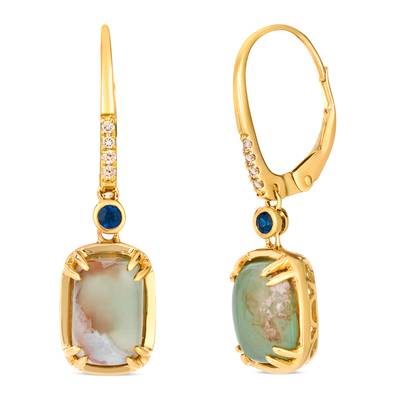 Le Vian 14k Honey Gold Peacock Aquaprase, Blueberry Sapphire & Nude Diamonds Earring WJZJ14