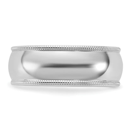 14KW 7mm Milgrain Half Round Band Size 12.5