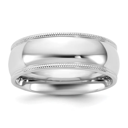 14K White Gold Milgrain Comfort Fit Band, Size 11.5 - Image 1
