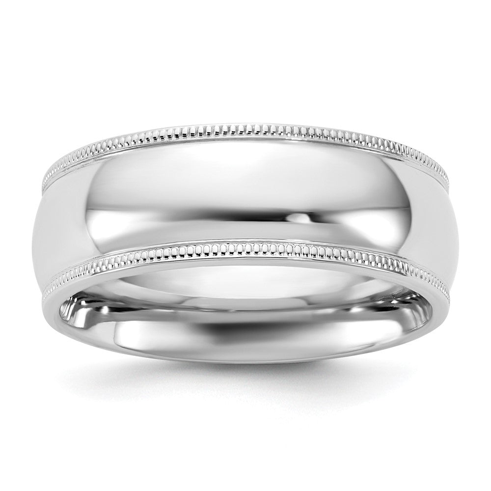 14K White Gold Milgrain Comfort Fit Band, Size 13 - Image 1