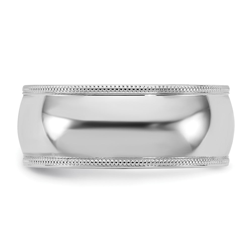 14K White Gold 8mm Milgrain Comfort Fit Band - Image 3