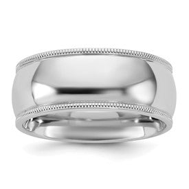 14KW 8mm Milgrain Comfort Fit Band Size 9.5