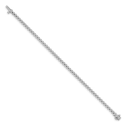 14k White Gold Complete 1 carat Round A Diamond 4-prong 7 inch Tennis Bracelet - View 2