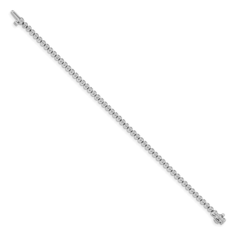 14k White Gold Complete 1 carat Round AA Diamond 4-prong 7 inch Tennis Bracelet - View 2