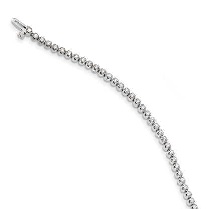 14k White Gold Complete 1 carat Round VS Diamond 4-prong 7 inch Tennis Bracelet - View 3