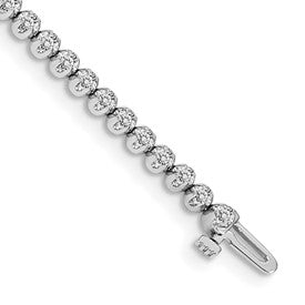 14k White Gold Complete 1 carat Round A Diamond 4-prong 7 inch Tennis Bracelet