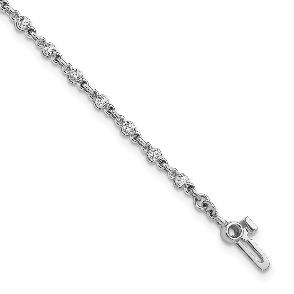14k White Gold Complete 7/8 carat Round VS Diamond 2-prong 7 inch Tennis Bracelet - View 1