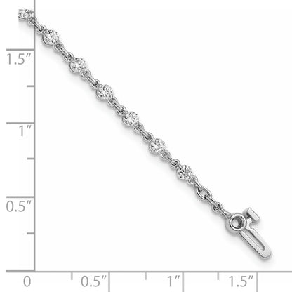 14k White Gold Complete 1.4 carat Round AAA Diamond 2-prong 7 inch Tennis Bracelet - View 3